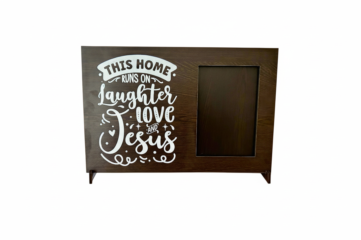 Family togetherness Photo Frame- This home runs on love, laughter and Jesus