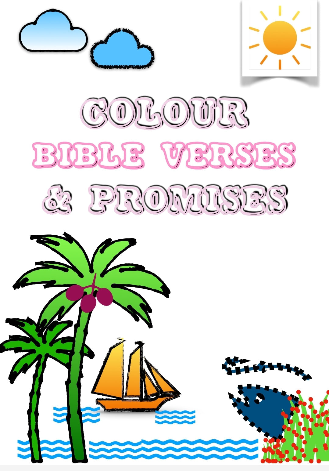 #9 Colour Bible Verses and Promises- 37 page colouring book for children