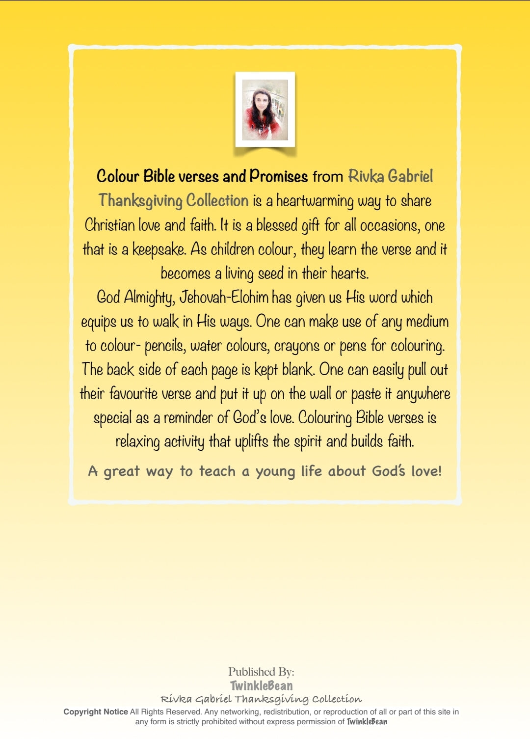 #9 Colour Bible Verses and Promises- 37 page colouring book for children