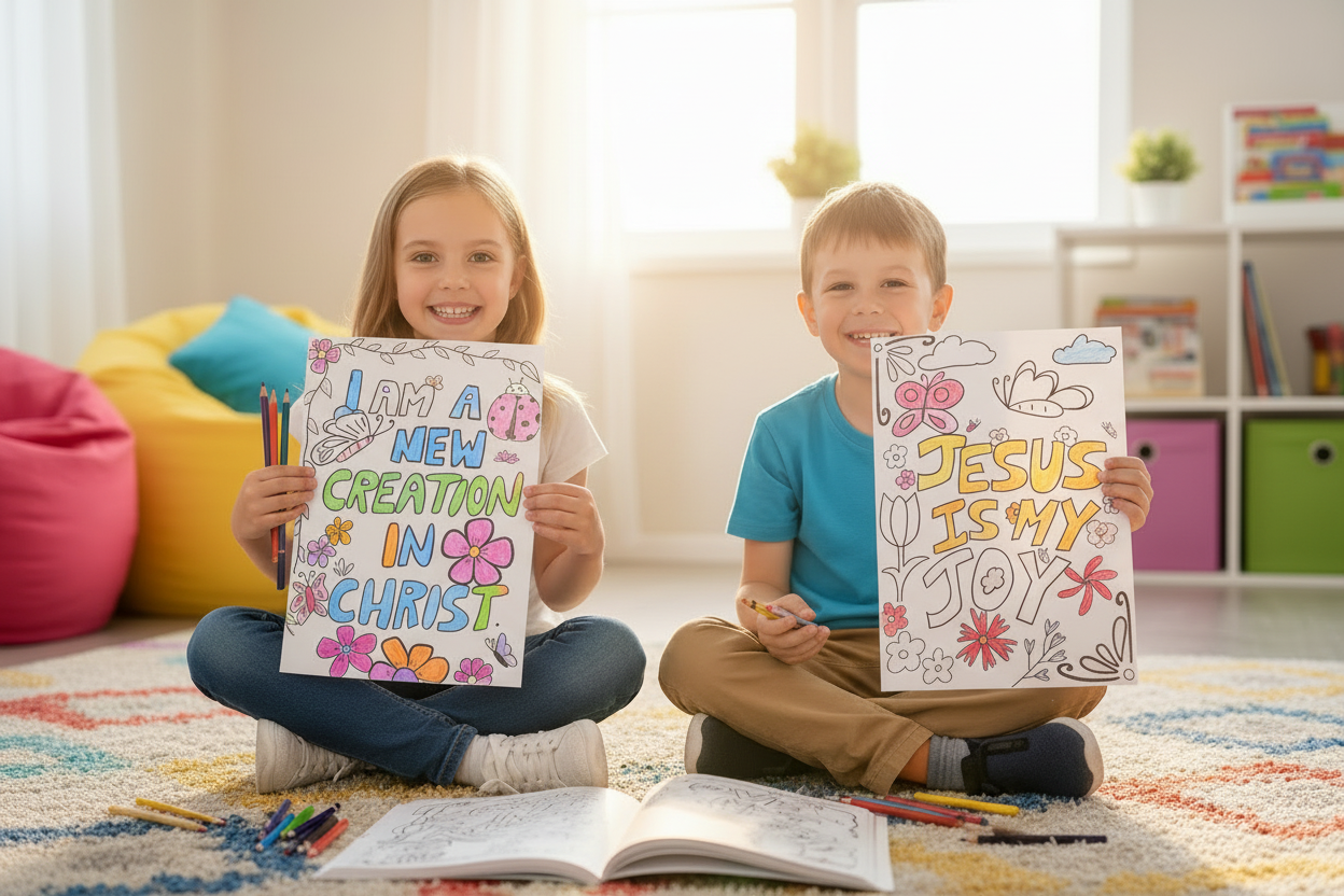 #9 Colour Bible Verses and Promises- 37 page colouring book for children
