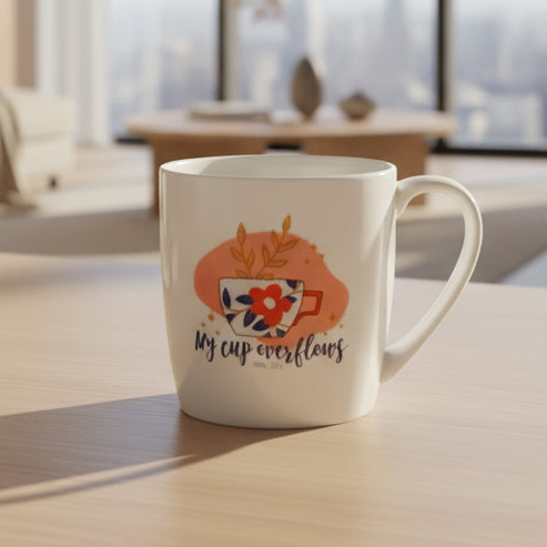 My Cup Overflows Ps 23:5 Coral shaped Elegant Mugs.