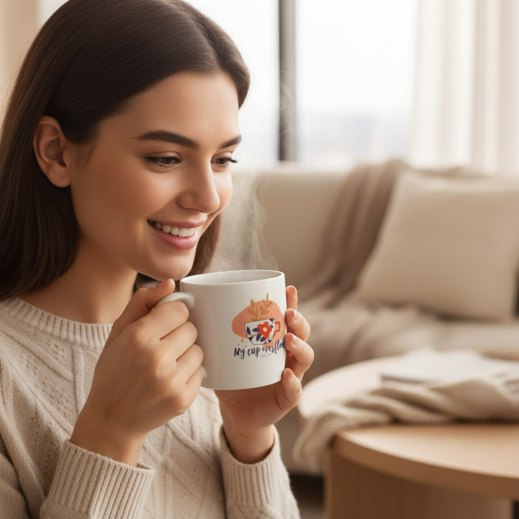 My Cup Overflows Ps 23:5 Coral shaped Elegant Mugs.