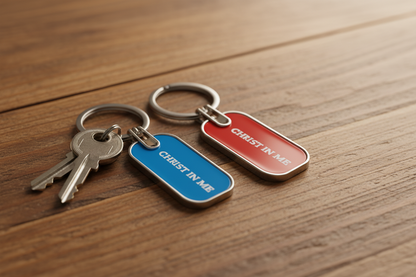 Blue and Red Keychains with metallic lustre (Reflects light)
