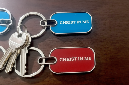 Blue and Red Keychains with metallic lustre (Reflects light)
