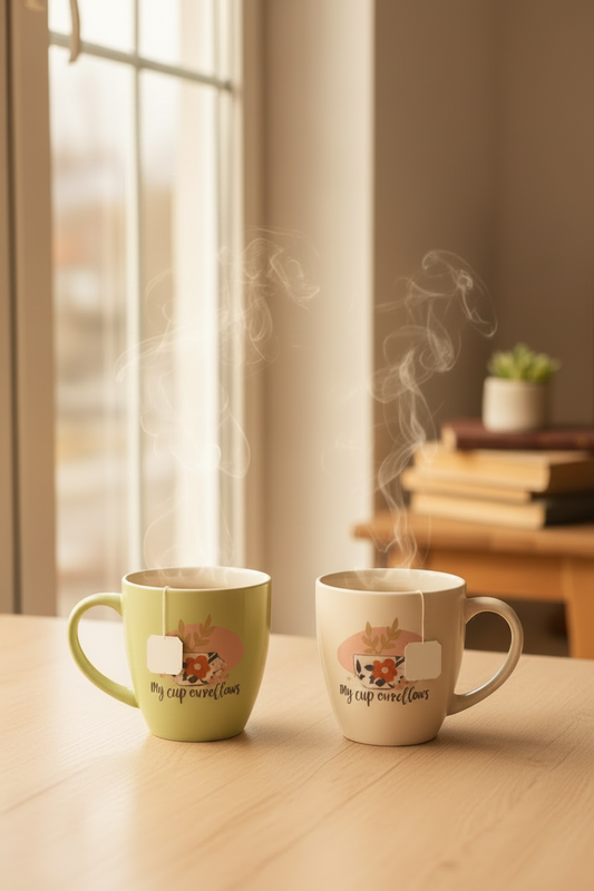 My Cup Overflows Ps 23:5 Coral shaped Elegant Mugs.