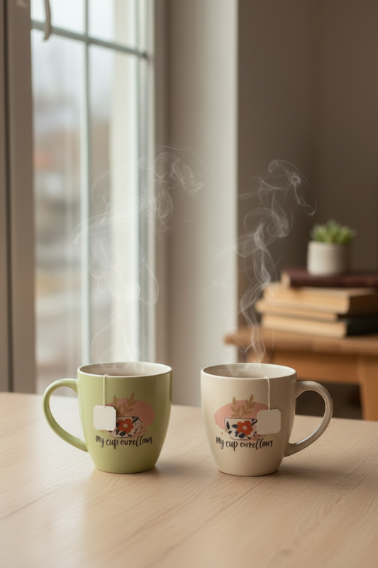 My Cup Overflows Ps 23:5 Coral shaped Elegant Mugs.