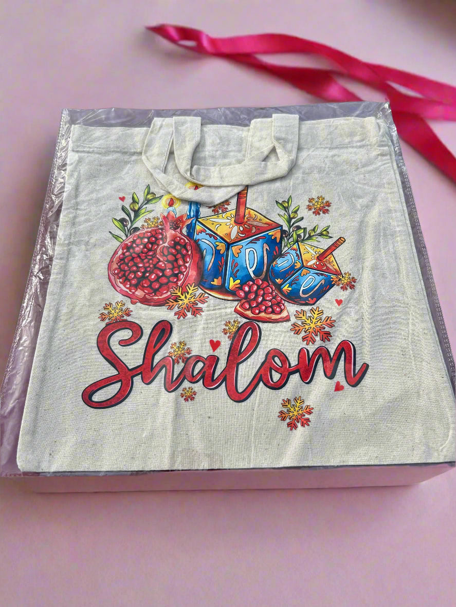 Functional Carry Bags with Rubber Print featuring "Shalom" and "Amazing Grace"