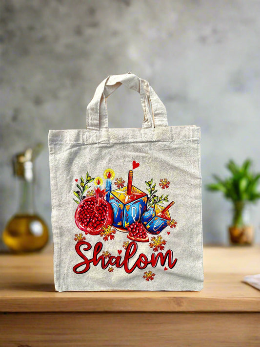 Functional Carry Bags with Rubber Print featuring "Shalom" and "Amazing Grace"