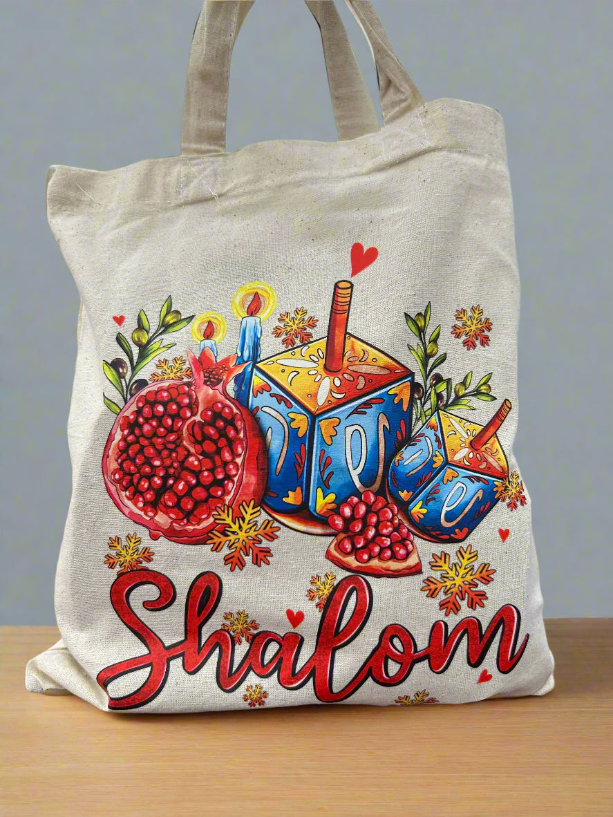 Functional Carry Bags with Rubber Print featuring "Shalom" and "Amazing Grace"