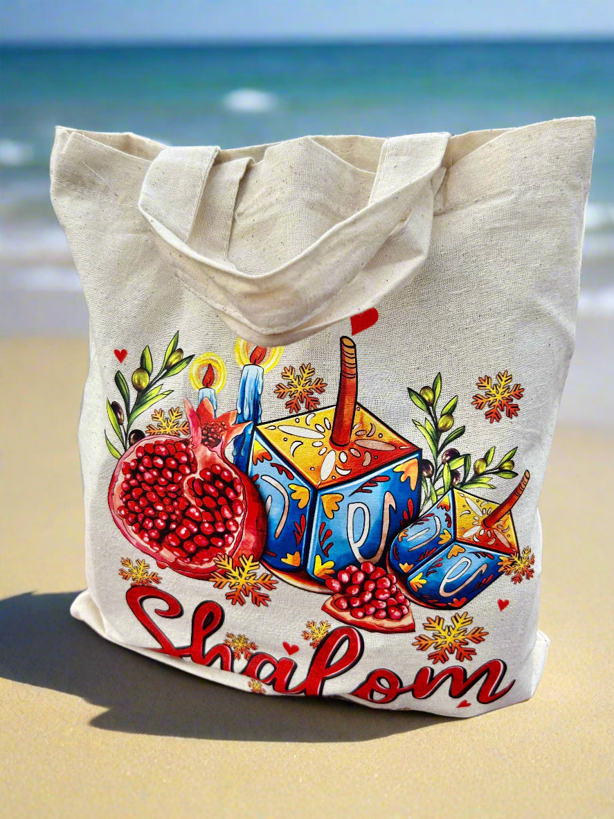 Functional Carry Bags with Rubber Print featuring "Shalom" and "Amazing Grace"