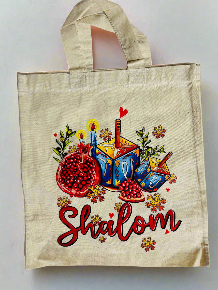 Functional Carry Bags with Rubber Print featuring "Shalom" and "Amazing Grace"