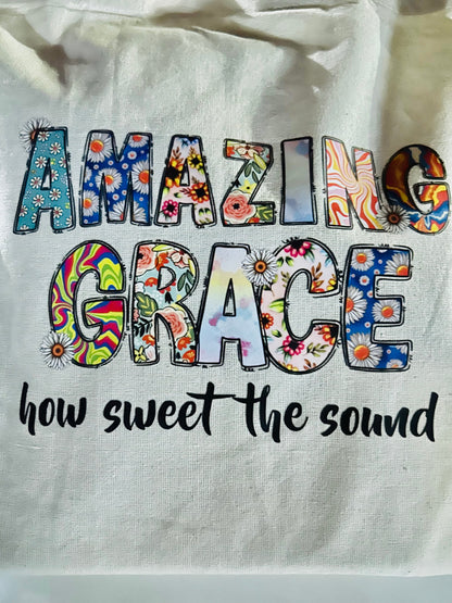 Functional Carry Bags with Rubber Print featuring "Shalom" and "Amazing Grace"