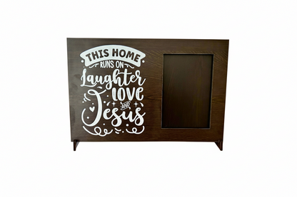 Family togetherness Photo Frame- This home runs on love, laughter and Jesus