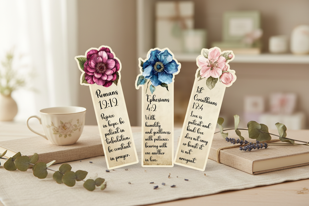 Die cut Bookmarks with verses on Patience and Forgiveness of transgression
