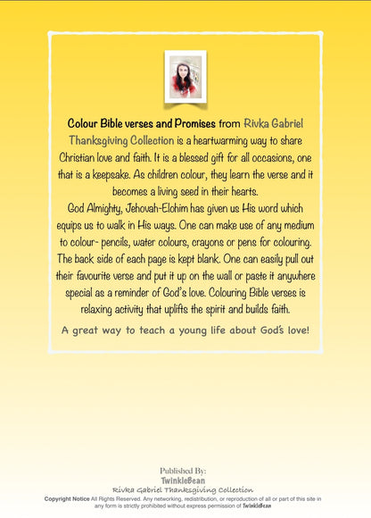 #9 Colour Bible Verses and Promises- 37 page colouring book for children