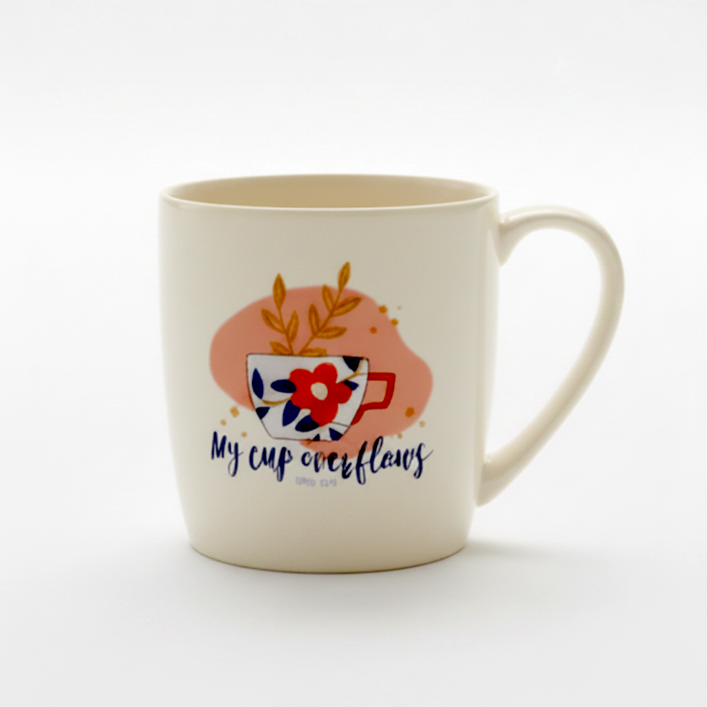 My Cup Overflows Ps 23:5 Coral shaped Elegant Mugs.