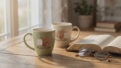 My Cup Overflows Ps 23:5 Coral shaped Elegant Mugs.